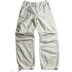 Tna Aritzia Cargo Pants Women’s Small Beige Elastic Waist Drawstring Hem‎